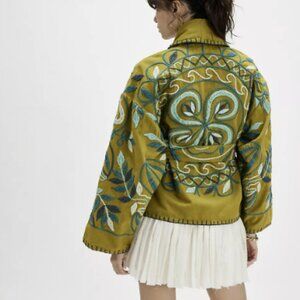 Free People Nori Embroidered Jacket Small See Green Combo NWOT Sold Out $398